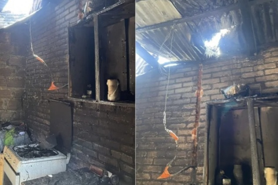 Un incendio destruyó una vivienda y dos personas terminaron hospitalizadas por inhalación de monóxido